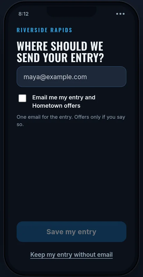 Phone asking for an email with an unticked opt-in