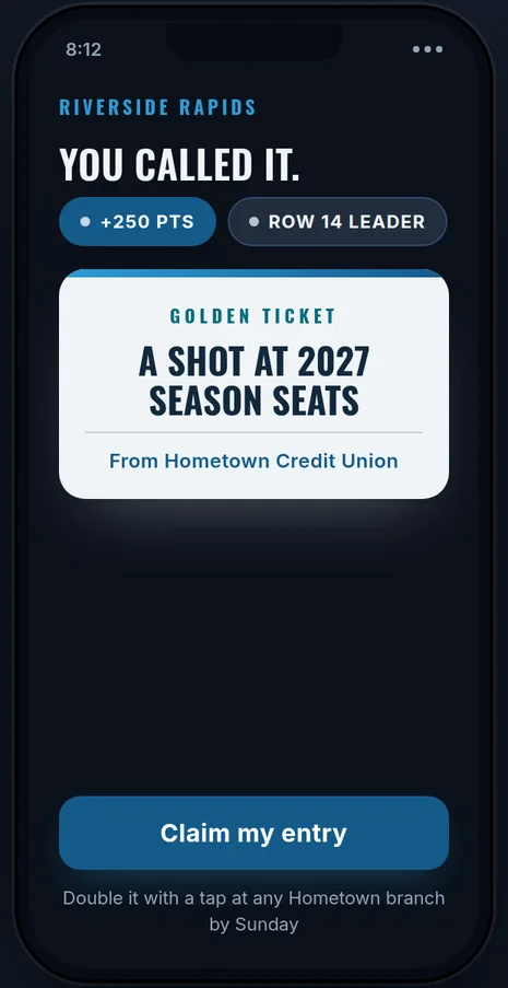 Phone showing a sponsor reward